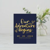 我々の冒険は写真ではない日付を保存し始める 箔シーズンポストカード (立ち正面)