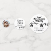 我々の冒険は屋外の結婚式を始める日付を保存 コンフェッティ (正面)