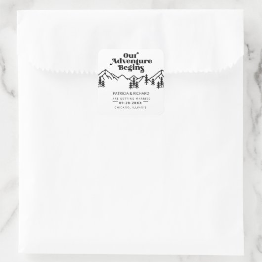 我々の冒険は屋外の結婚式を始める日付を保存 スクエアシール (バッグ)