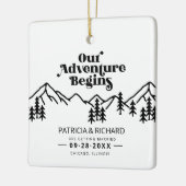 我々の冒険は屋外の結婚式を始める日付を保存 セラミックオーナメント (左)