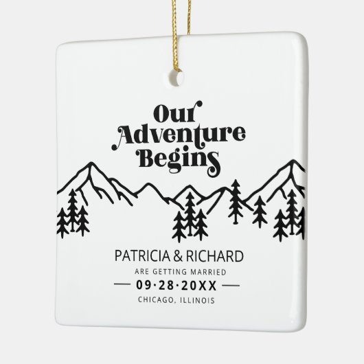 我々の冒険は屋外の結婚式を始める日付を保存 セラミックオーナメント (左)