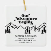 我々の冒険は屋外の結婚式を始める日付を保存 セラミックオーナメント (正面)