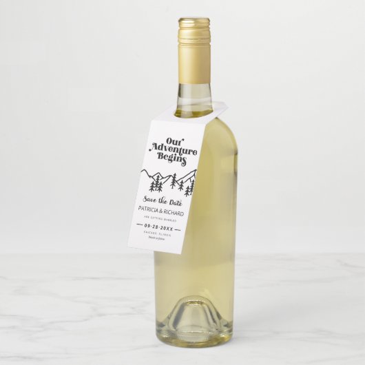 我々の冒険は屋外の結婚式を始める日付を保存 ボトルネックタグ (アングル)