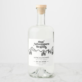 我々の冒険は屋外の結婚式を始める日付を保存 リキュールボトルラベル