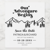 我々の冒険は屋外の結婚式を始める日付を保存 ワインラベル (シングルラベル)