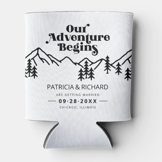 我々の冒険は屋外の結婚式を始める日付を保存 缶クーラー (正面)