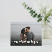 我々の冒険は日付をシックなモダン写真を保存 案内ポストカード (スタンド正面)