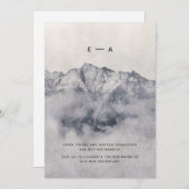 我々の冒険は霧の多い山の松ミニマル 招待状 (正面/裏面)