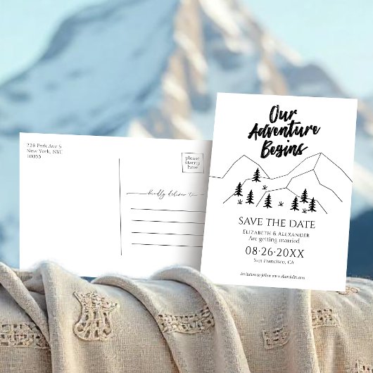 我々の冒険は、日付を保存してフォレストの結婚式を開始 ポストカード