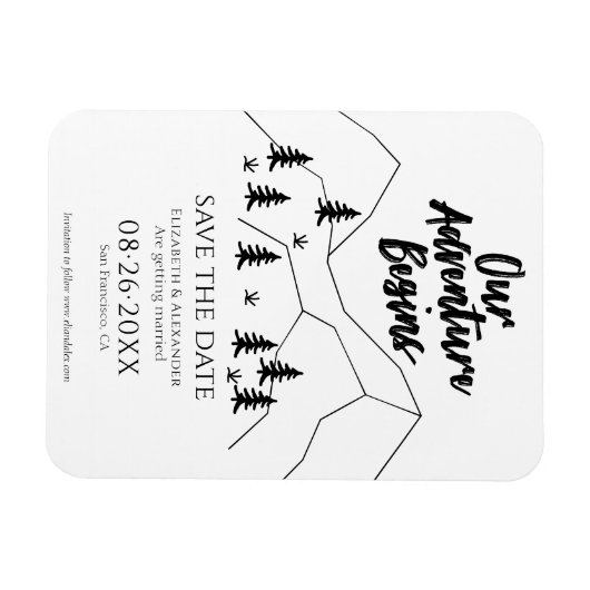 我々の冒険は、日付を保存してフォレストの結婚式を開始 マグネット (横)