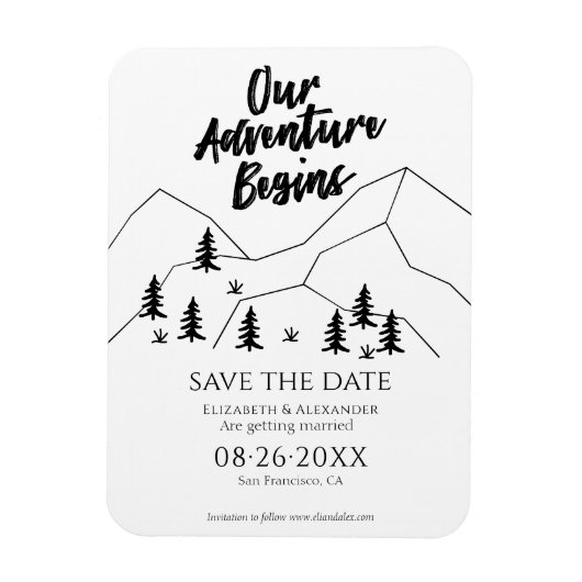 我々の冒険は、日付を保存してフォレストの結婚式を開始 マグネット (縦)