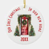 我々の初めてのクリスマスが新しい家に セラミックオーナメント (正面)