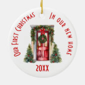 我々の初めてのクリスマスが新しい家に セラミックオーナメント (裏面)