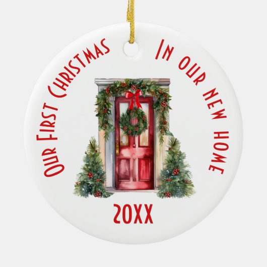 我々の初めてのクリスマスが新しい家に セラミックオーナメント (裏面)