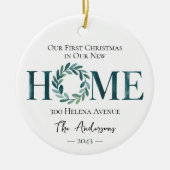 我々の初めてのクリスマスが新しい家に セラミックオーナメント (正面)