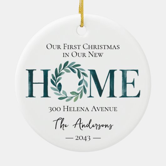 我々の初めてのクリスマスが新しい家に セラミックオーナメント (裏面)