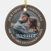 我々の初めてのクリスマスであるミスター・アンド・ミセス・ニューエレガントリュー セラミックオーナメント (正面)