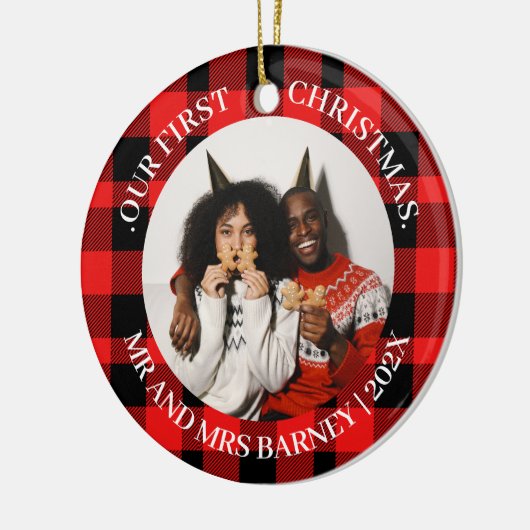 我々の初めてのクリスマスであるミスター・アンド・ミセス・ニューエレガントリュー セラミックオーナメント (左)