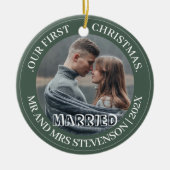 我々の初めてのクリスマスであるミスター・アンド・ミセス・ニューエレガントリュー セラミックオーナメント (正面)