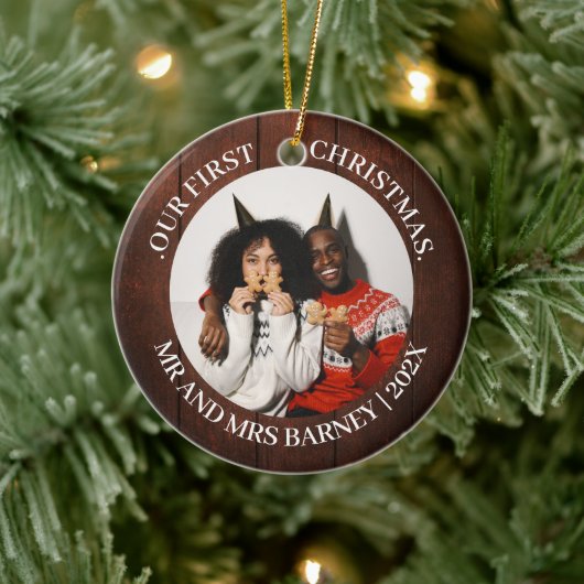 我々の初めてのクリスマスであるミスター・アンド・ミセス・ニューエレガントリュー セラミックオーナメント (ツリー)