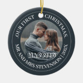 我々の初めてのクリスマスであるミスター・アンド・ミセス・ニューエレガントリュー セラミックオーナメント (正面)