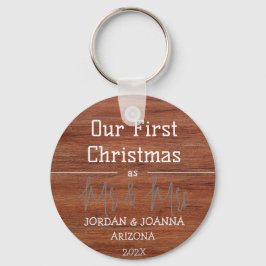 我々の初めてのクリスマスであるミスター・アンド・ミセス・ニュー・ライディング・ウッド キーホルダー