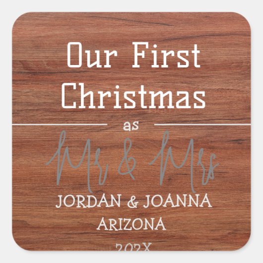 我々の初めてのクリスマスであるミスター・アンド・ミセス・ニュー・ライディング・ウッド スクエアシール (正面)