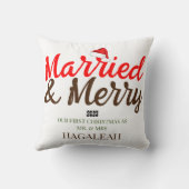 我々の初めてのクリスマスである新婚の夫妻メリー クッション (裏面)