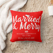 我々の初めてのクリスマスである新婚の夫妻メリー クッション (ブランケット)