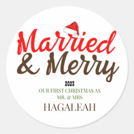 我々の初めてのクリスマスである新婚の夫妻メリー ラウンドシール
