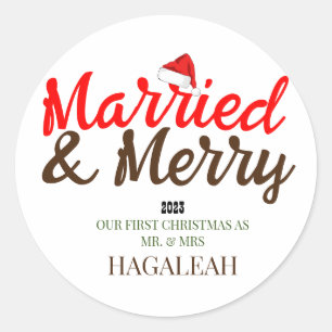 我々の初めてのクリスマスである新婚の夫妻メリー ラウンドシール
