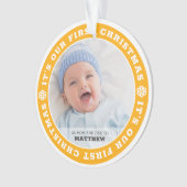 我々の初めてのクリスマスとしてママとパパモダン雪 オーナメント (正面)