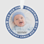 我々の初めてのクリスマスとしてママとパパモダン雪 オーナメント (正面)