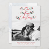 我々の初めてのクリスマスの手書き新婚写真 シーズンカード (正面/裏面)