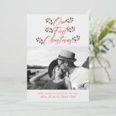 我々の初めてのクリスマスの手書き新婚写真 シーズンカード (スタンド正面)