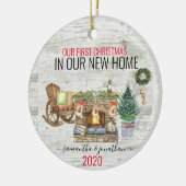 我々の初めてのクリスマスの新しいホームウォーターカラー セラミックオーナメント (左)