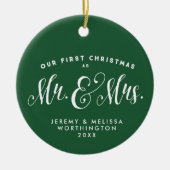 我々の初めてのクリスマスの新しい緑の写真のオーナメント セラミックオーナメント (正面)