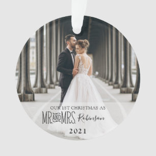 我々の初めてのクリスマスの新婚写真 オーナメント