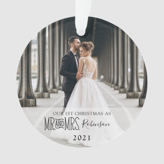 我々の初めてのクリスマスの新婚写真 オーナメント (正面)