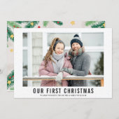 我々の初めてのクリスマスの雪の素敵な新しい写真 シーズンカード (正面/裏面)