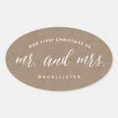 我々の初めてのクリスマスはクラフト夫妻結婚の 楕円形シール (正面)