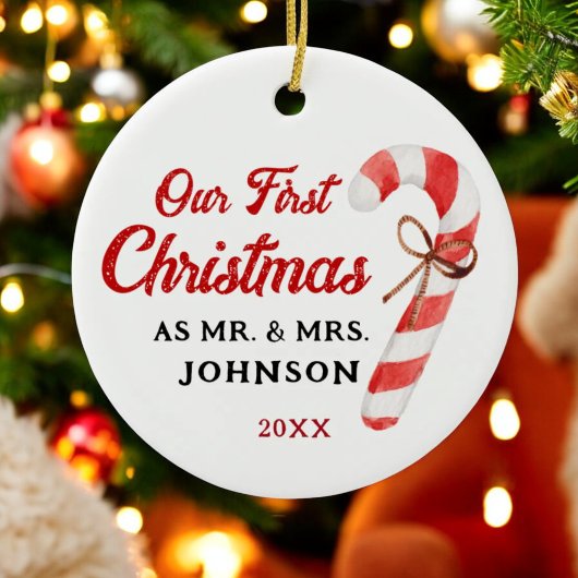 我々の初めてのクリスマスはニューライワード夫妻として セラミックオーナメント