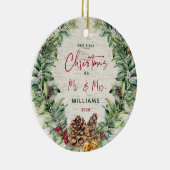 我々の初めてのクリスマスはパイン氏とミセス・リース樺の木 セラミックオーナメント (右)