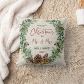 我々の初めてのクリスマスはパイン氏素朴リース クッション (ブランケット)