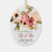 我々の初めてのクリスマスはピーチ氏とミセス・フローラ セラミックオーナメント (右)