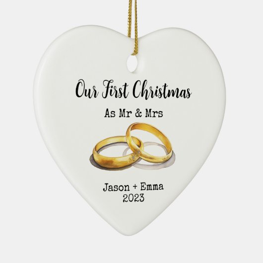 我々の初めてのクリスマスはミスター・アンド・ミセスとして セラミックオーナメント (右)