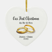 我々の初めてのクリスマスはミスター・アンド・ミセスとして セラミックオーナメント (正面)