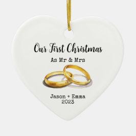 我々の初めてのクリスマスはミスター・アンド・ミセスとして セラミックオーナメント