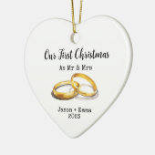 我々の初めてのクリスマスはミスター・アンド・ミセスとして セラミックオーナメント (左)