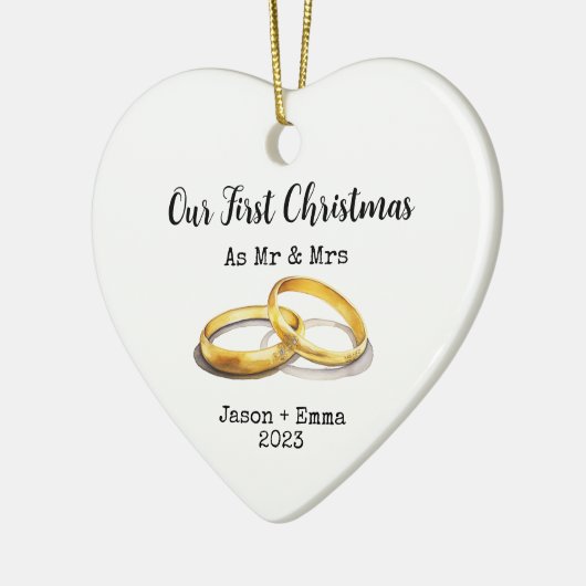 我々の初めてのクリスマスはミスター・アンド・ミセスとして セラミックオーナメント (左)